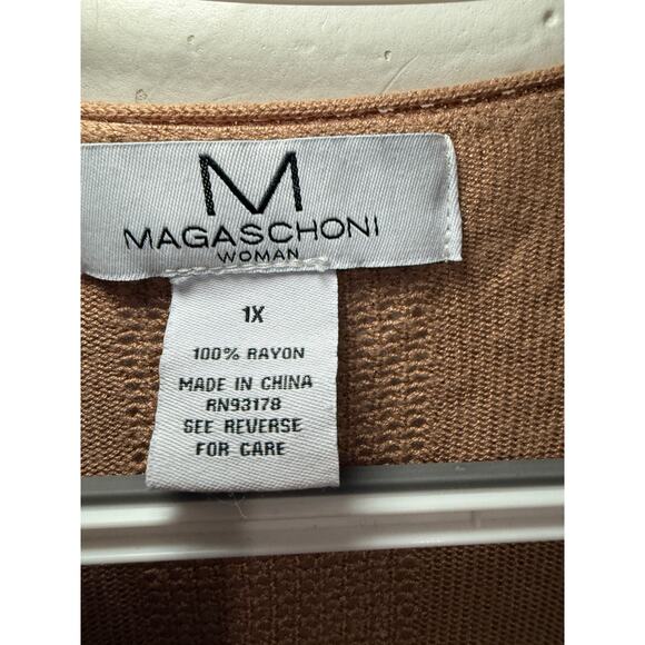 Magaschoni tan drape open front cardigan lagenlook minimalist contemporary - Picture 3 of 7